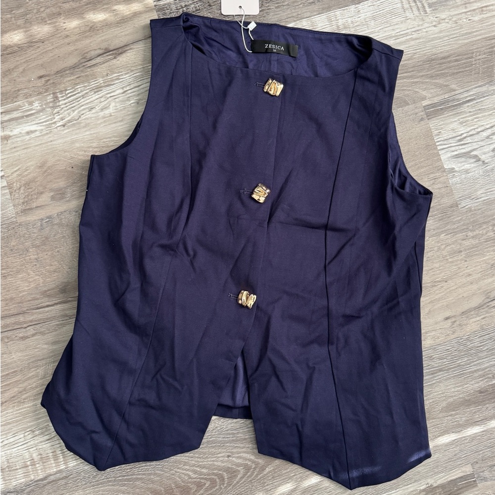 NEW Navy Elegant Vest with gold Accents